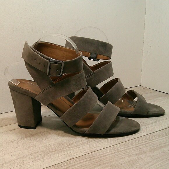 Vionic Shoes - Vionic Blaire Gray Suede Strappy Block Heel Sandals Size 11